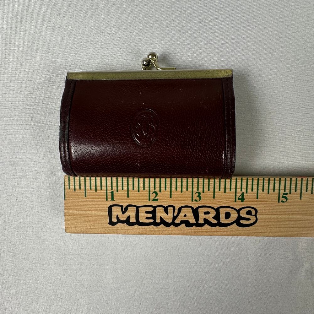 Vintage Buxton Genuine Leather Oxblood Kiss Lock Coin Purse - Picture 7 of 8